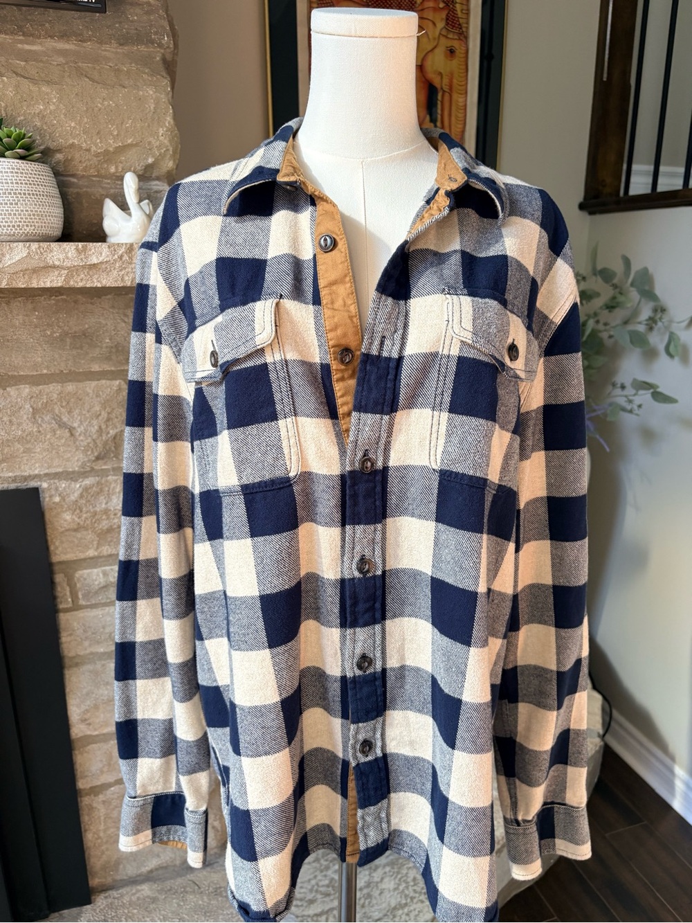 Roots 100% Cotton Buffalo Plaid Flannel Shirt Jacket XL